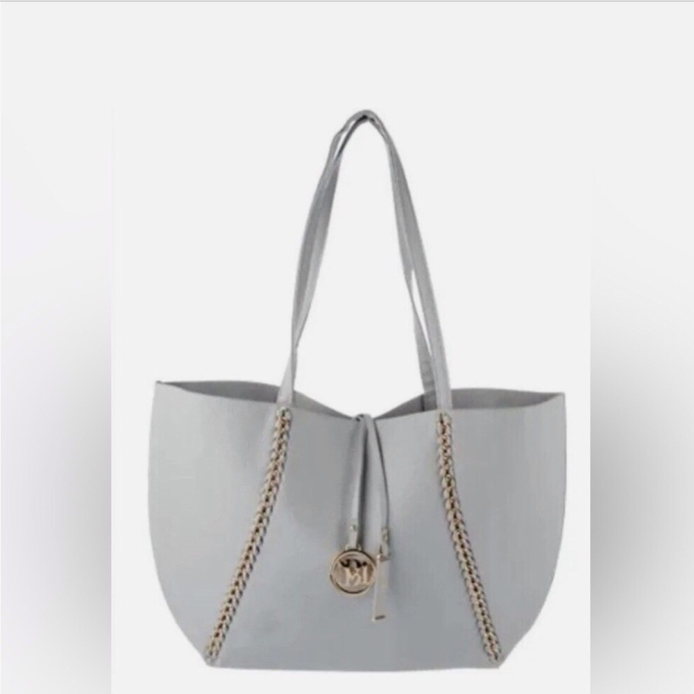 Badgley Mischka Gray Tote Bag with Gold Accent